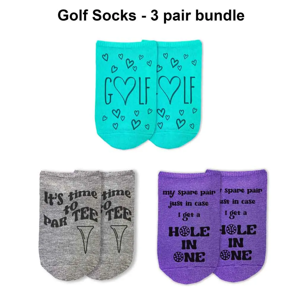 3 Pair Pack Golf Socks, Funny Golf Gift Socks for Her