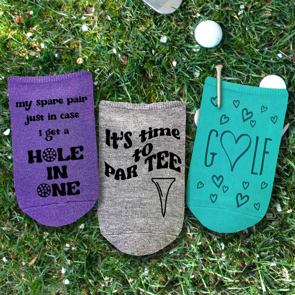 3 Pair Pack Golf Socks, Funny Golf Gift Socks for Her