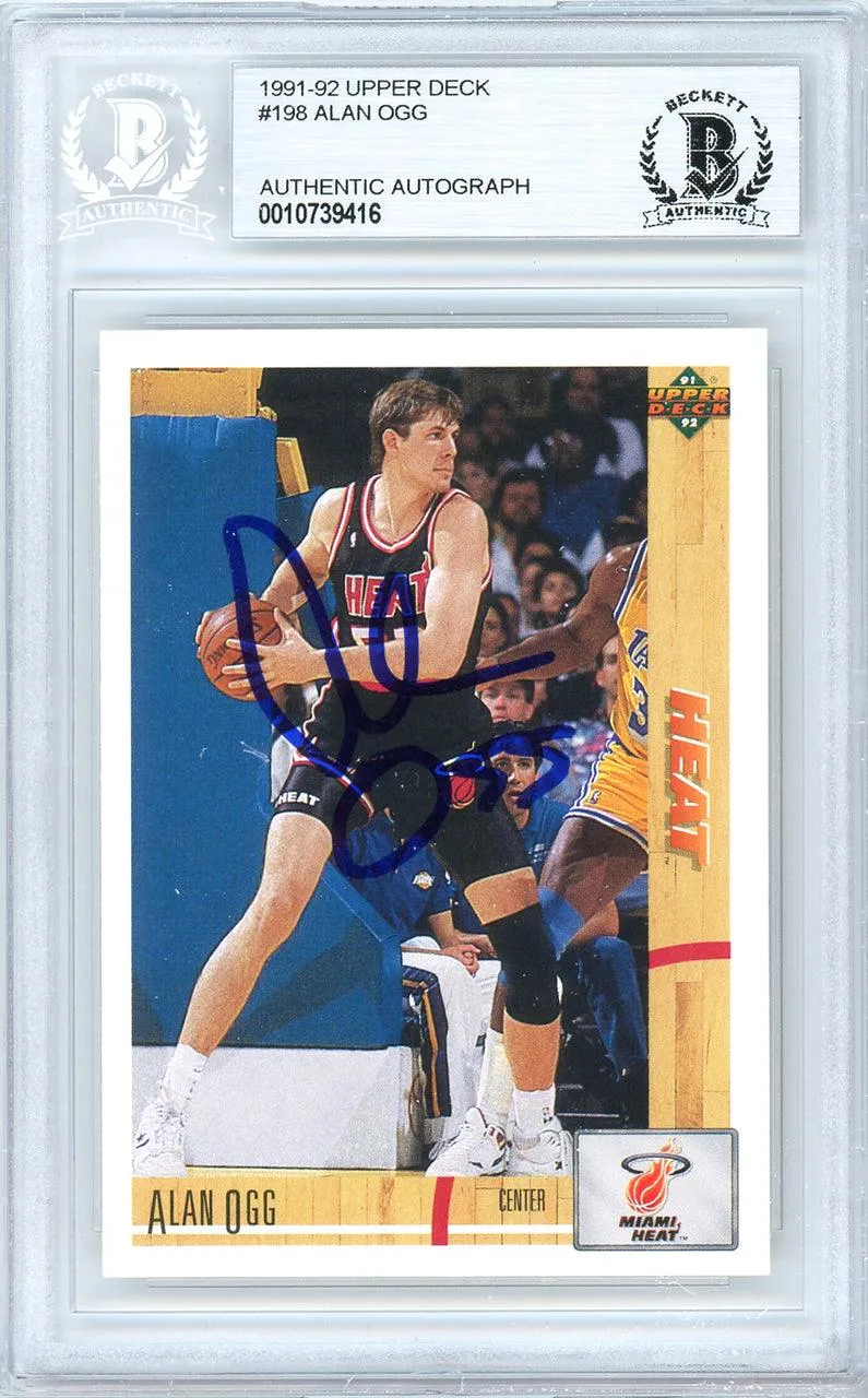 Alan Ogg Autographed 1991-92 Upper Deck Rookie Card #198 Miami Heat Beckett BAS #10739416