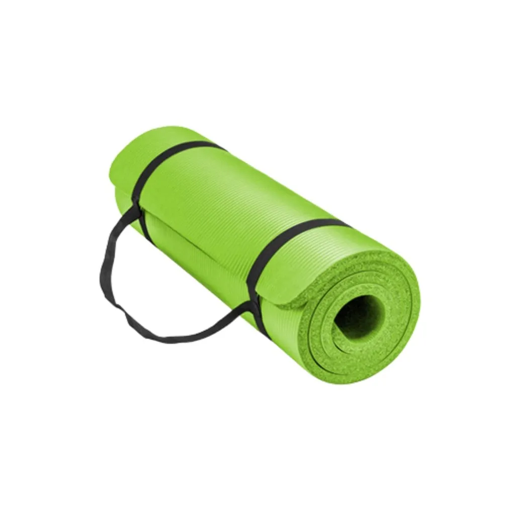 Verpeak Non-Slip NBR Yoga Mat 1.5CM Thick in Green with Convenient Carry Strap