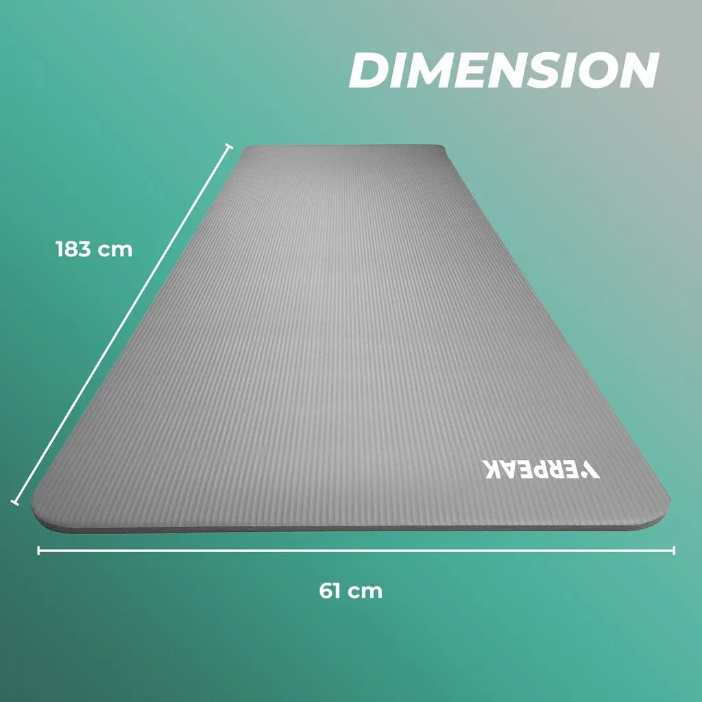 Verpeak Non-Slip NBR Yoga Mat 1.5CM Thick in Green with Convenient Carry Strap