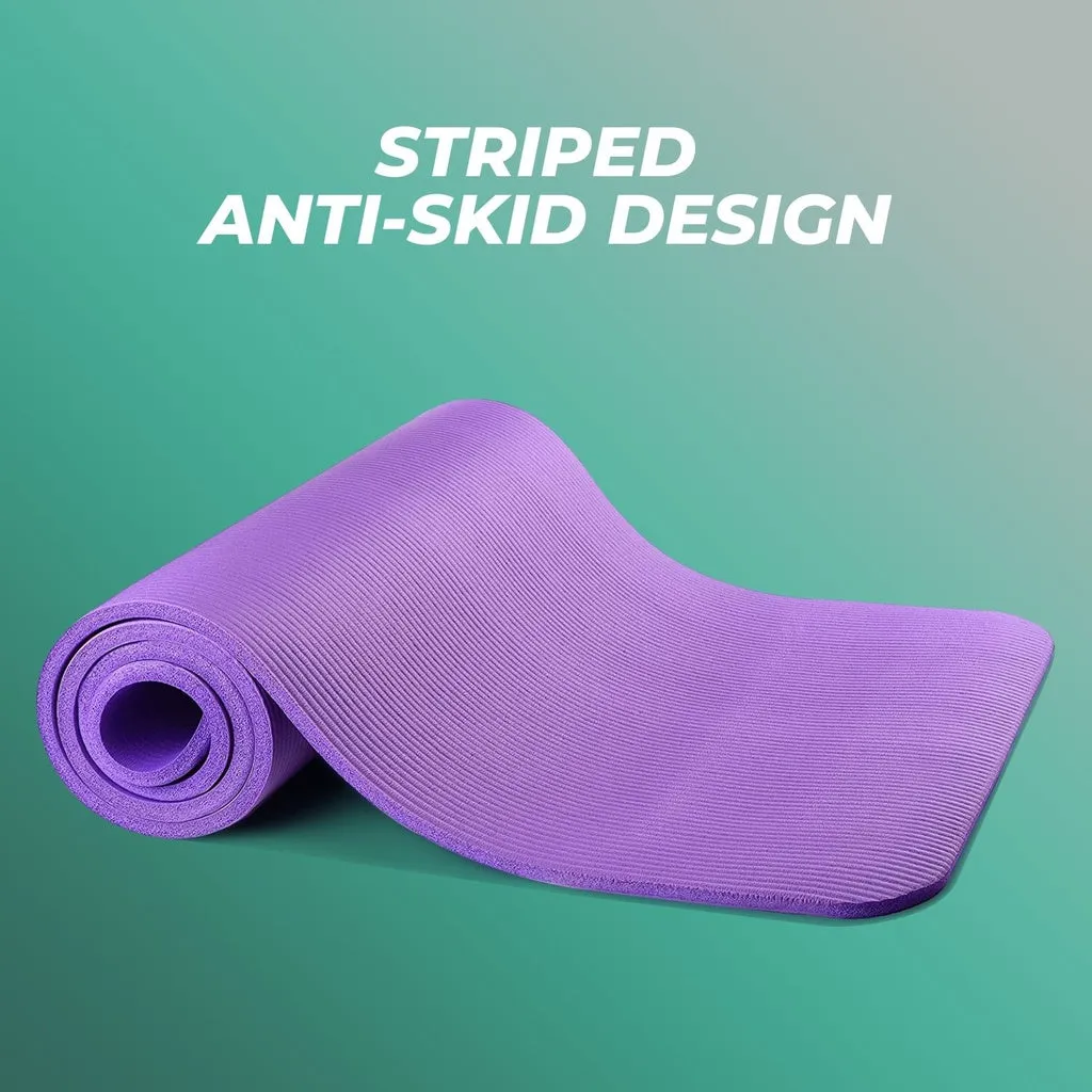 Verpeak Non-Slip NBR Yoga Mat 1.5CM Thick in Green with Convenient Carry Strap