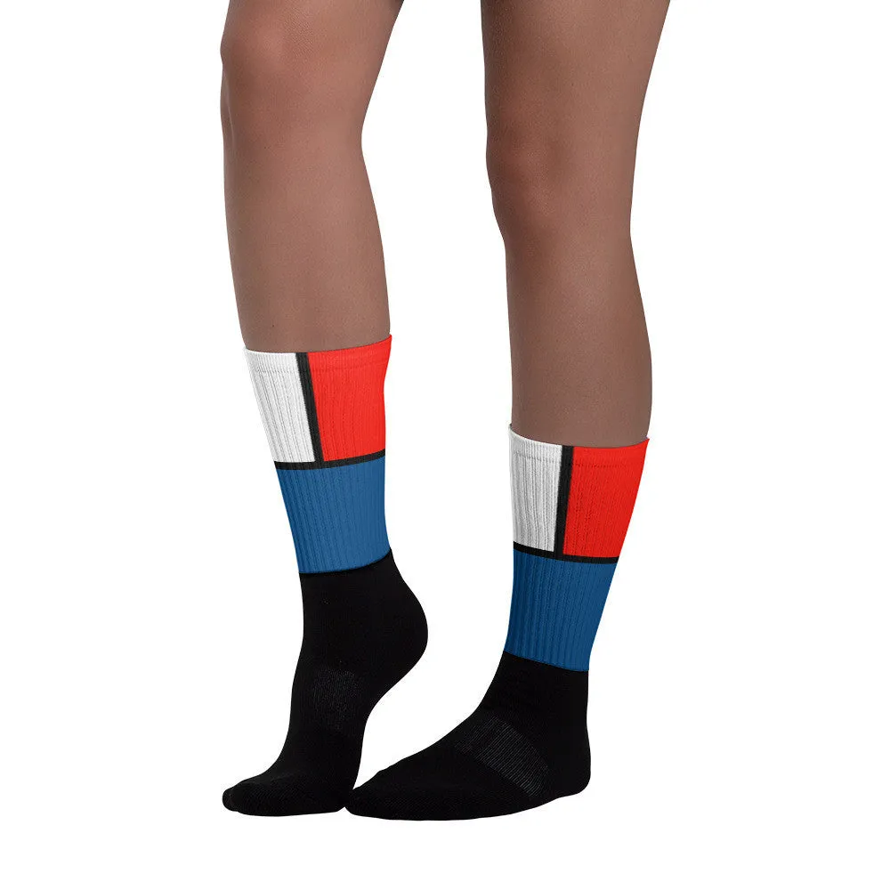 Block Colours Three Black foot socks by Robert Bowen