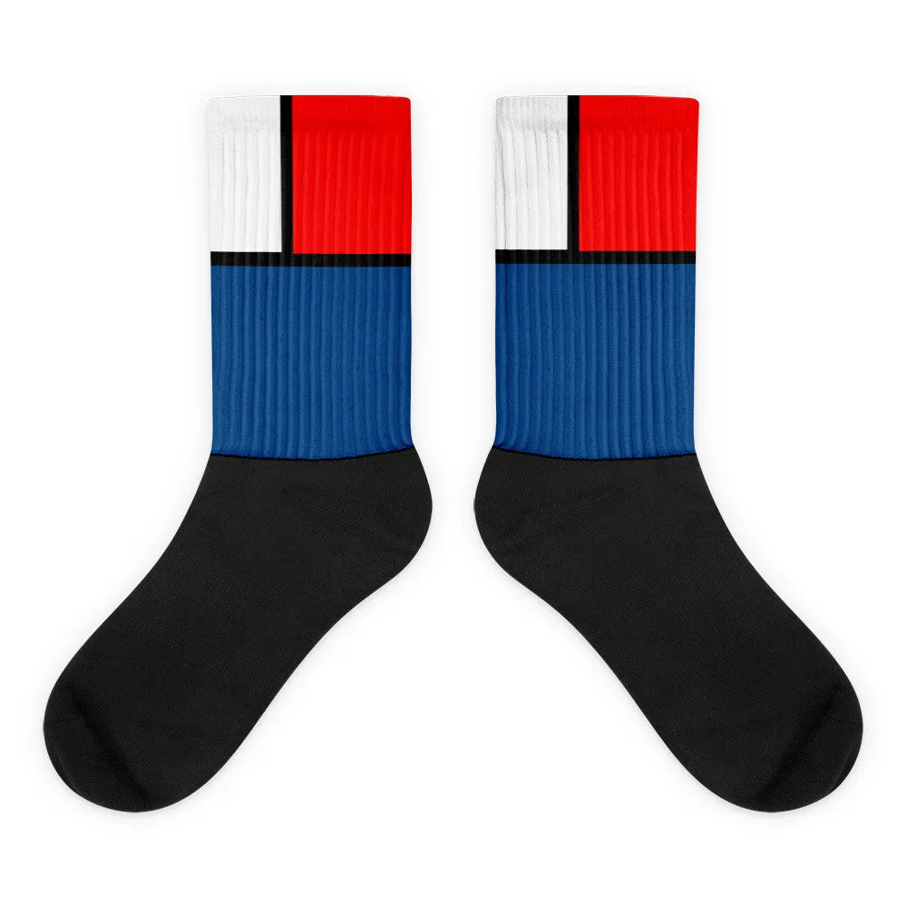 Block Colours Three Black foot socks by Robert Bowen