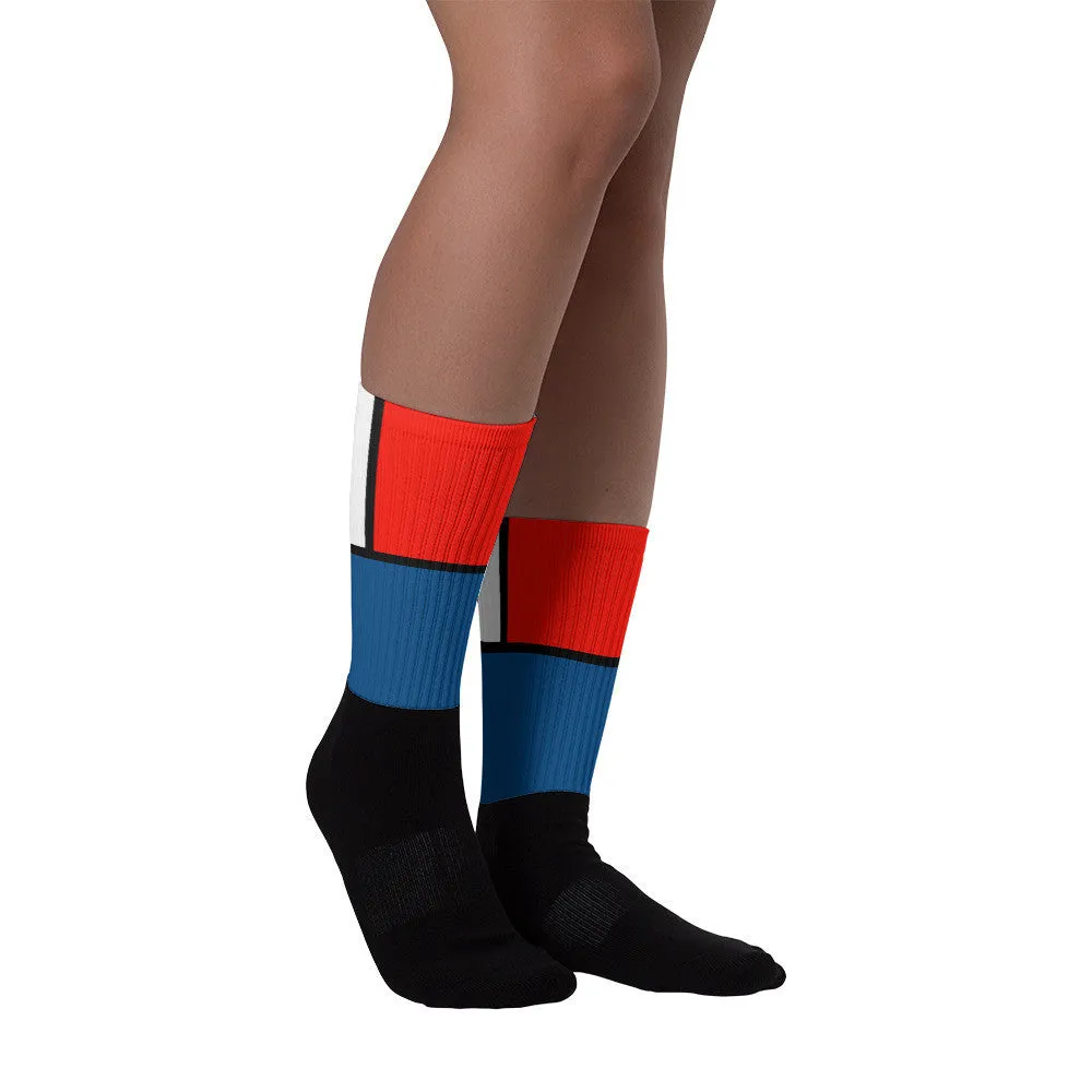 Block Colours Three Black foot socks by Robert Bowen