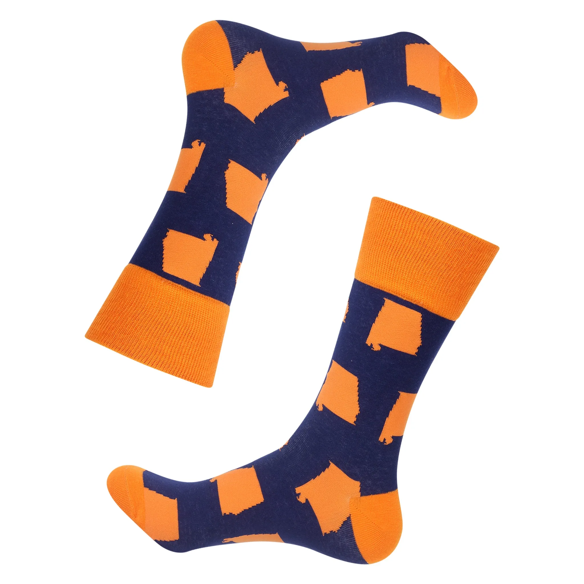 Blue/Orange Alabama Shape Socks