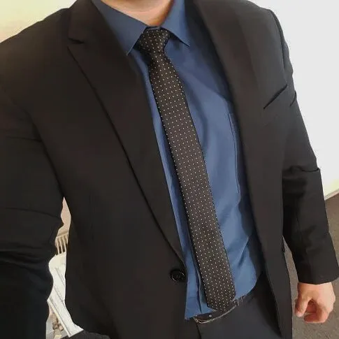 Classy Men Skinny Black Double-Dotted Tie