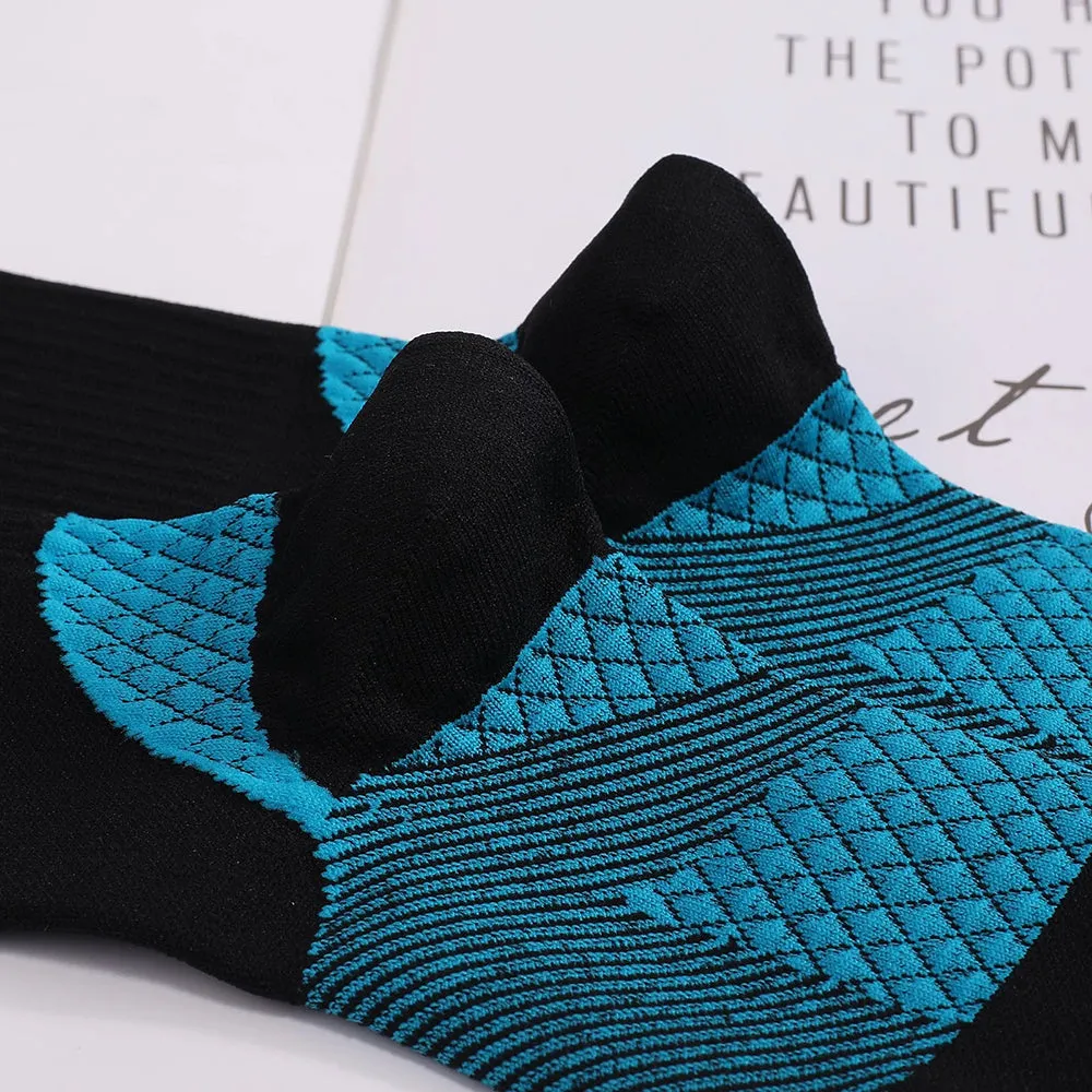 Compression Thickened Bottom Long Socks-Black Gray
