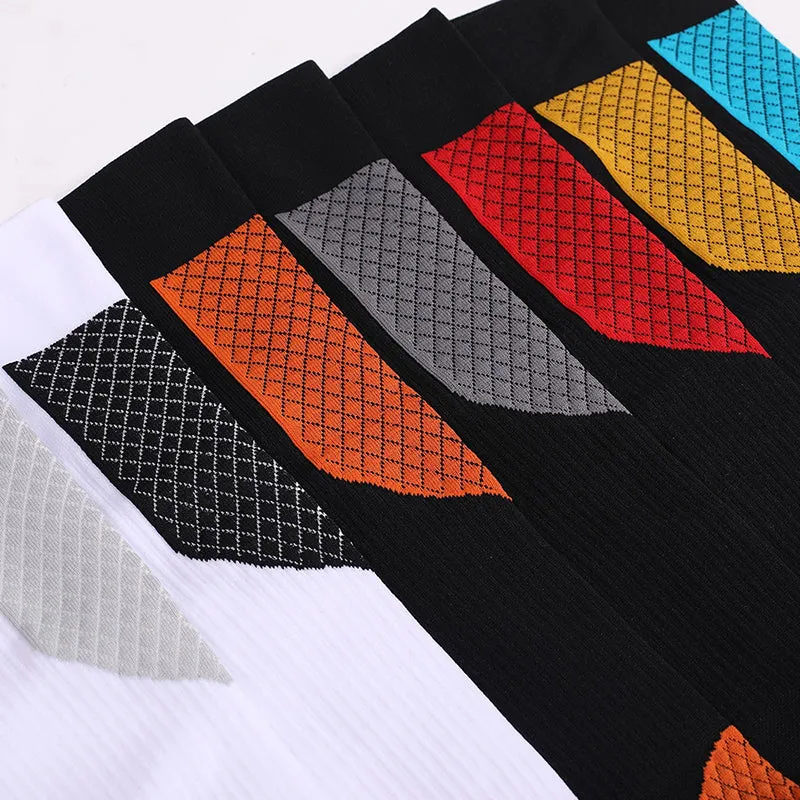 Compression Thickened Bottom Long Socks-White Black