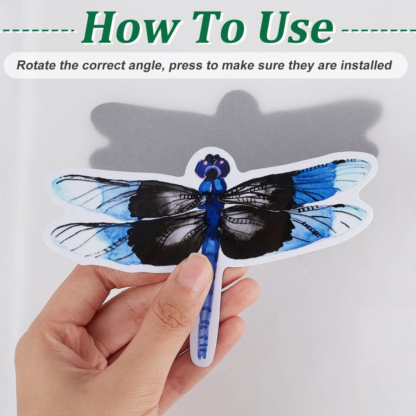 Craspire Waterproof PVC Anti-collision Window Stickers, Glass Door Protection Window Stickers, Mixed Dragonfly Patterns, Mixed Color, 8.8~14.5x8.3~13.7x0.05cm, 12pcs/set
