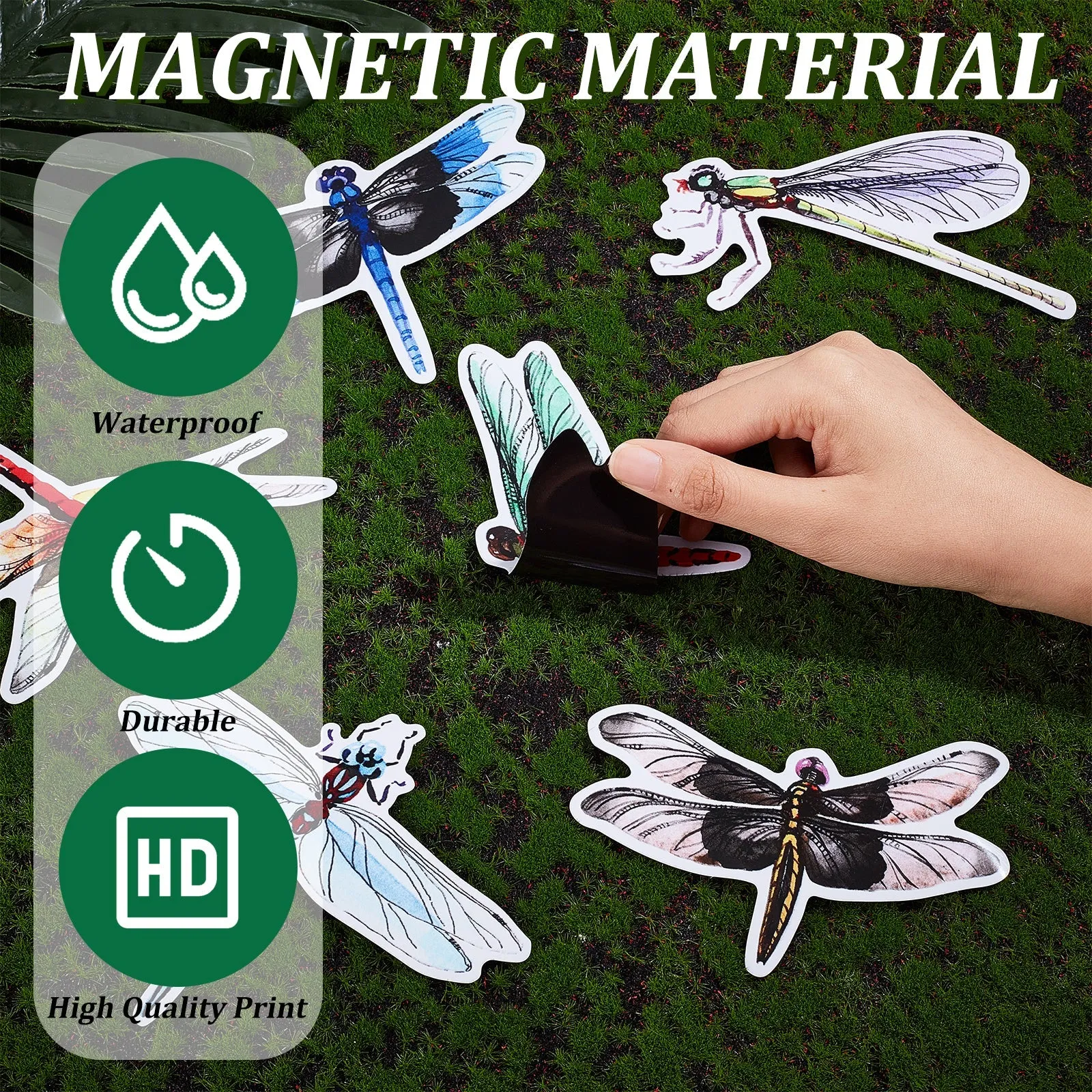 Craspire Waterproof PVC Anti-collision Window Stickers, Glass Door Protection Window Stickers, Mixed Dragonfly Patterns, Mixed Color, 8.8~14.5x8.3~13.7x0.05cm, 12pcs/set