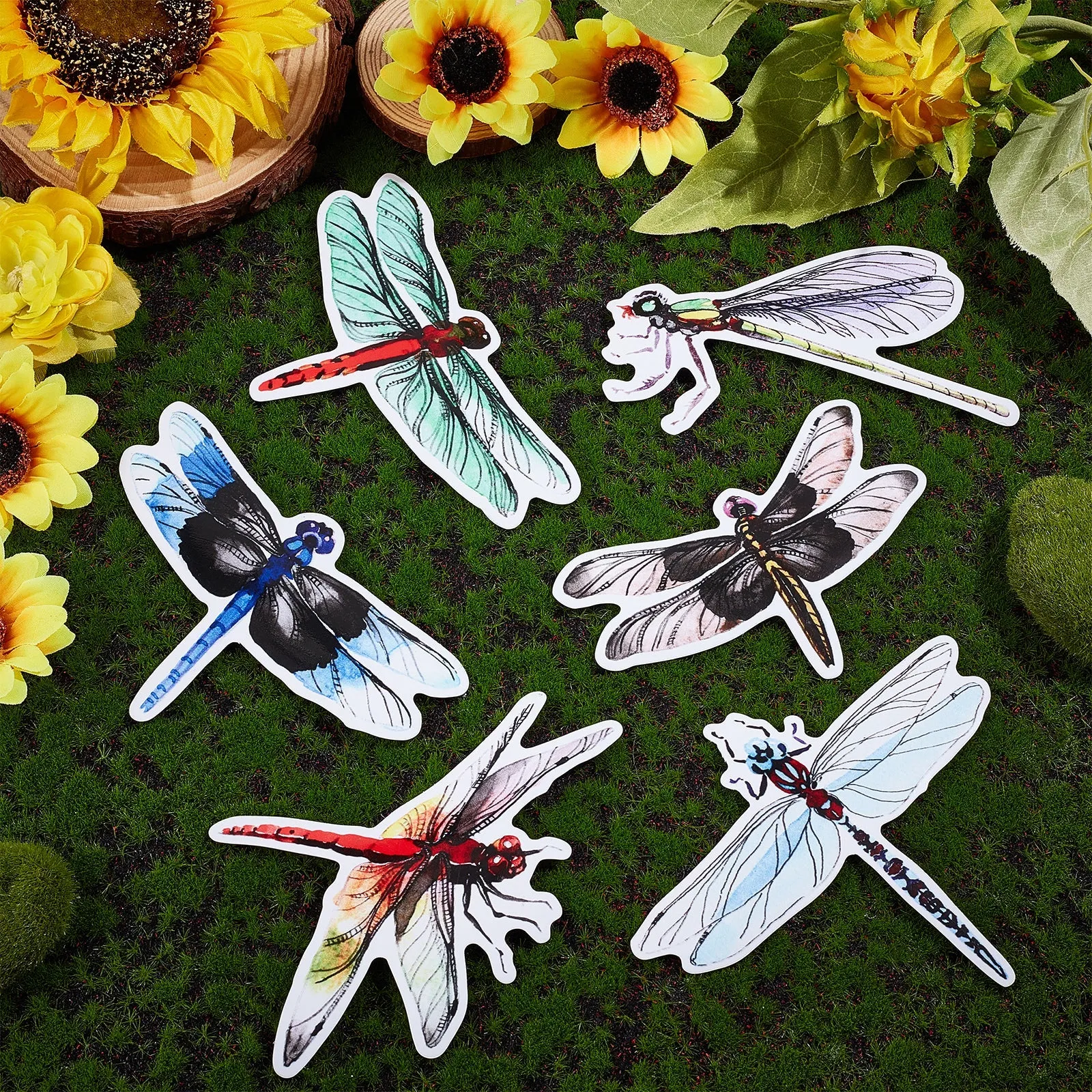 Craspire Waterproof PVC Anti-collision Window Stickers, Glass Door Protection Window Stickers, Mixed Dragonfly Patterns, Mixed Color, 8.8~14.5x8.3~13.7x0.05cm, 12pcs/set