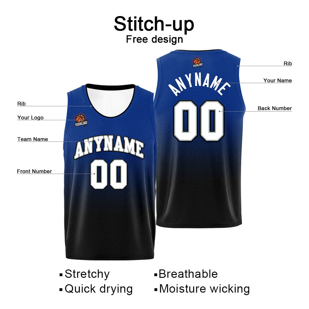 Custom Basketball Jersey Personalized Stitched Team Name Number Logo Black&Royal