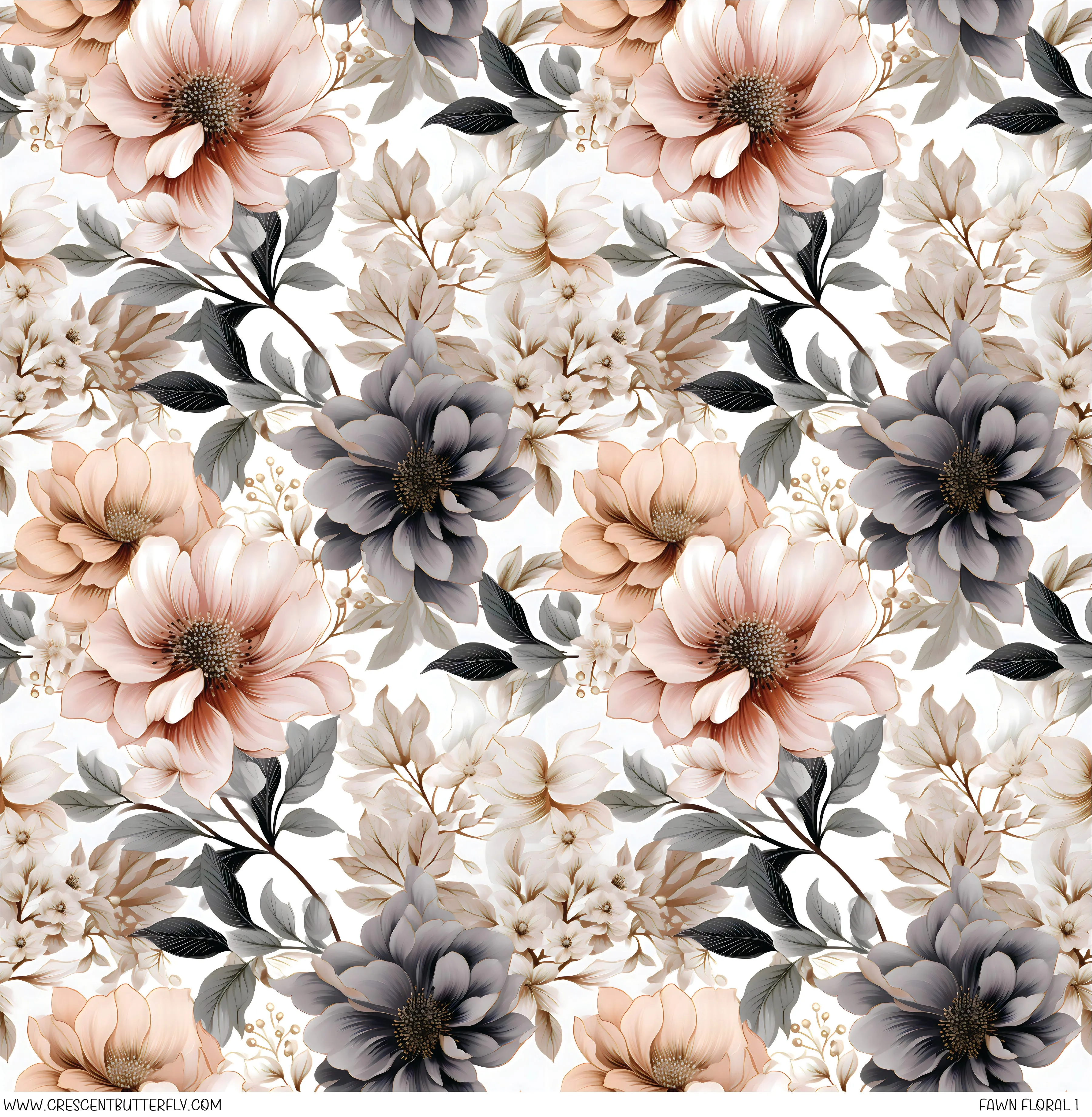 Fawn Floral 1 Printed Vinyl Sheet/Wrap