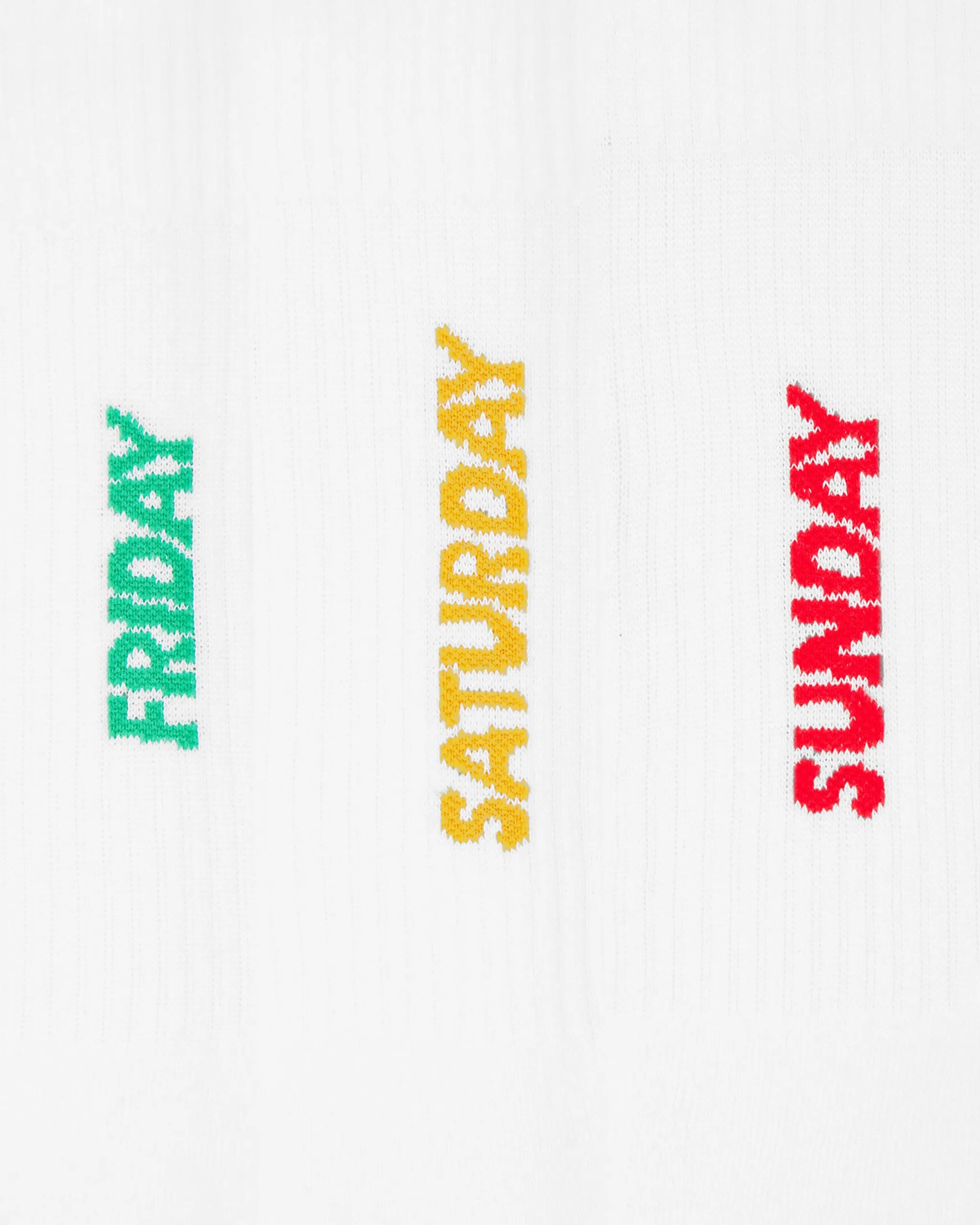 Friday/Saturday/Sunday Sports Socks White (3 PAIR PACK)