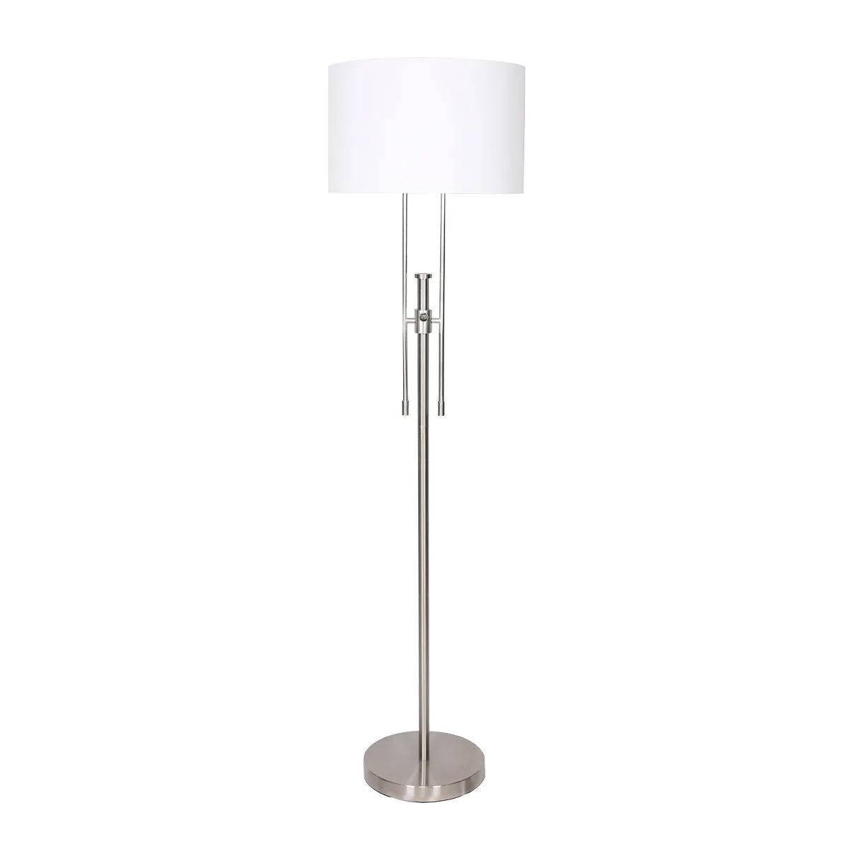 Height-Adjustable Brushed Nickel Floor Lamp with Linen Shade
