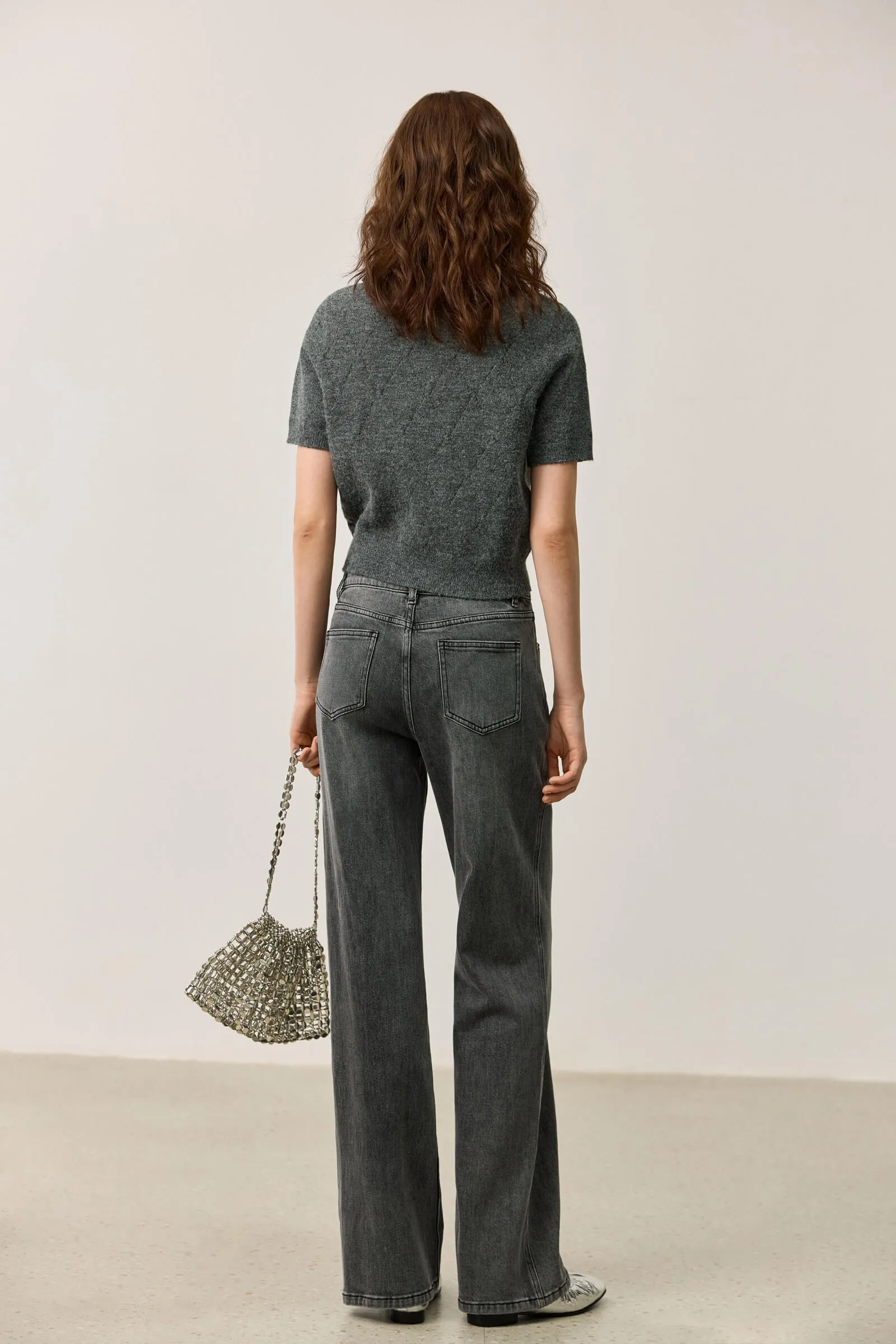 LILY Grey Short Sleeve Knit Top
