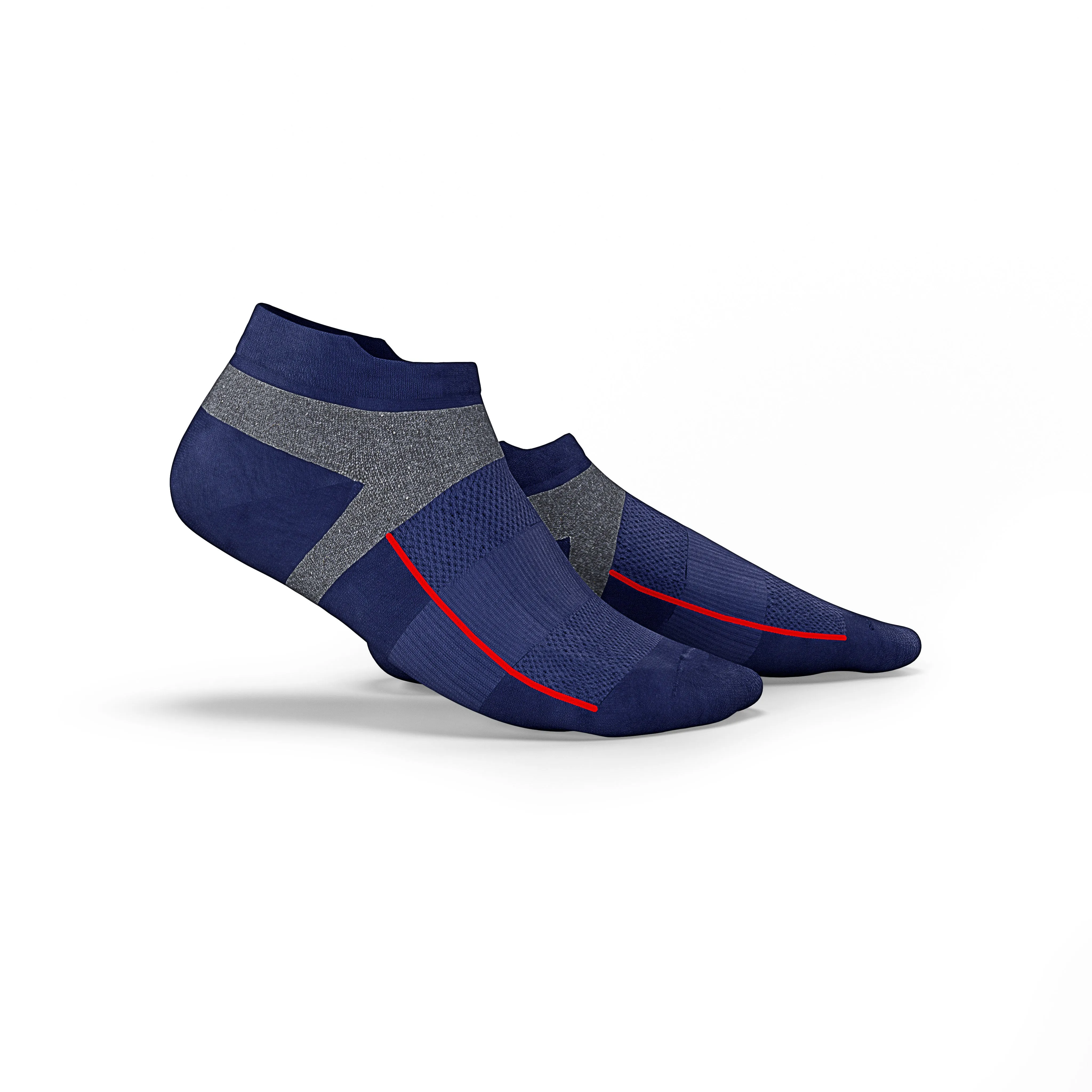 Navy Blue Running No Show Cushioned Socks (3 Pairs)
