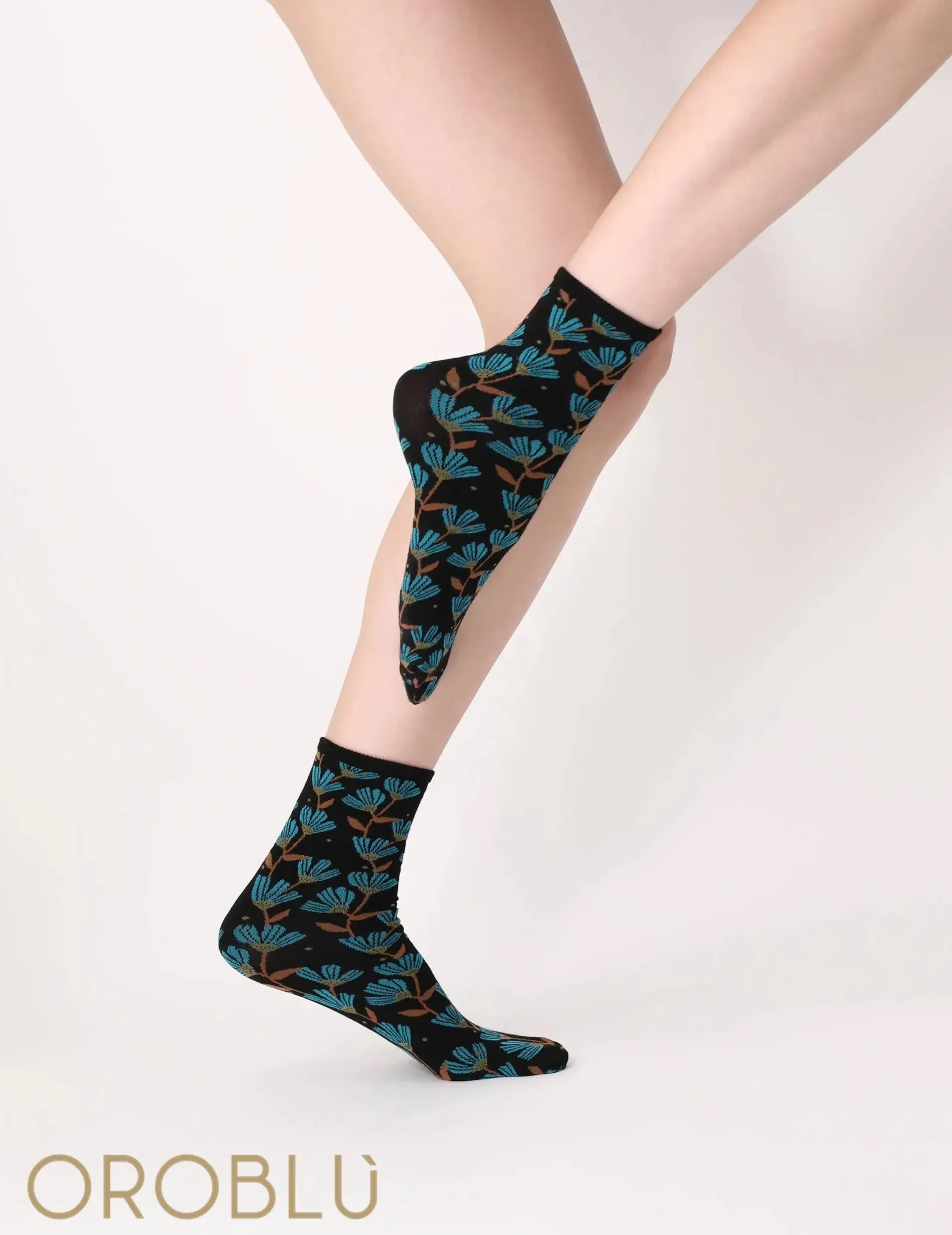 Oroblu Sale In Bloom Socks Black/Cobalto VOBC67520