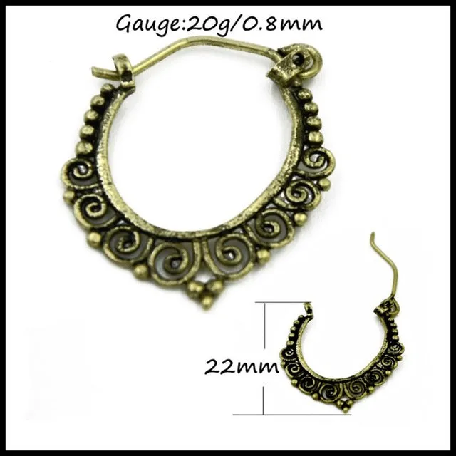 Pair Brass Tribal Indian Beaded Mandala Lotus Flower Design Spiral Drop Earring Charming Jewelry Dangle Ear Piercing 16 Style