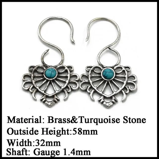 Pair Brass Tribal Indian Beaded Mandala Lotus Flower Design Spiral Drop Earring Charming Jewelry Dangle Ear Piercing 16 Style