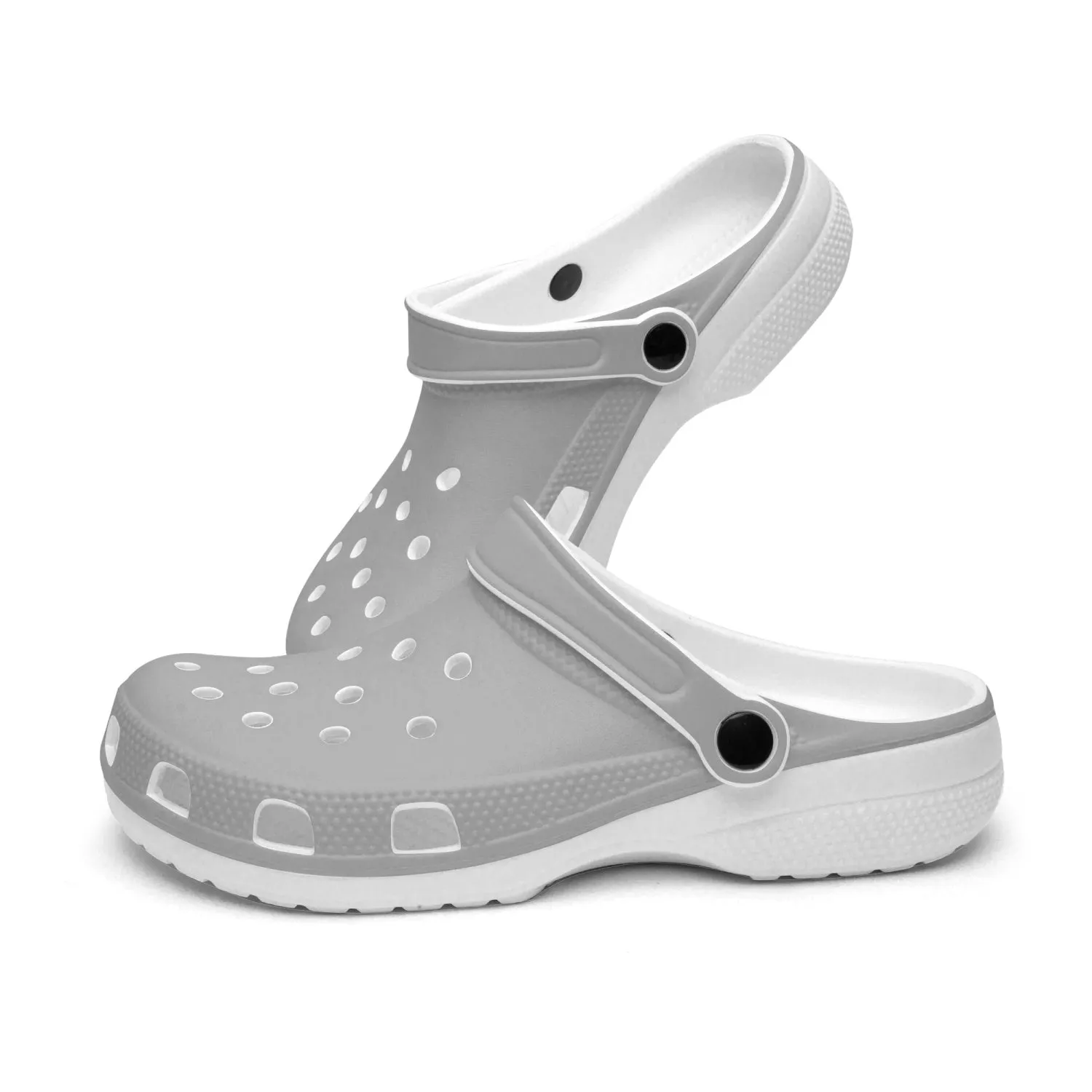 Pastel Grey Color Unisex Clogs, Best Slip On Sandals, Best Solid Grey Color Unisex Classic Lightweight Best Sandals For Men or Women
