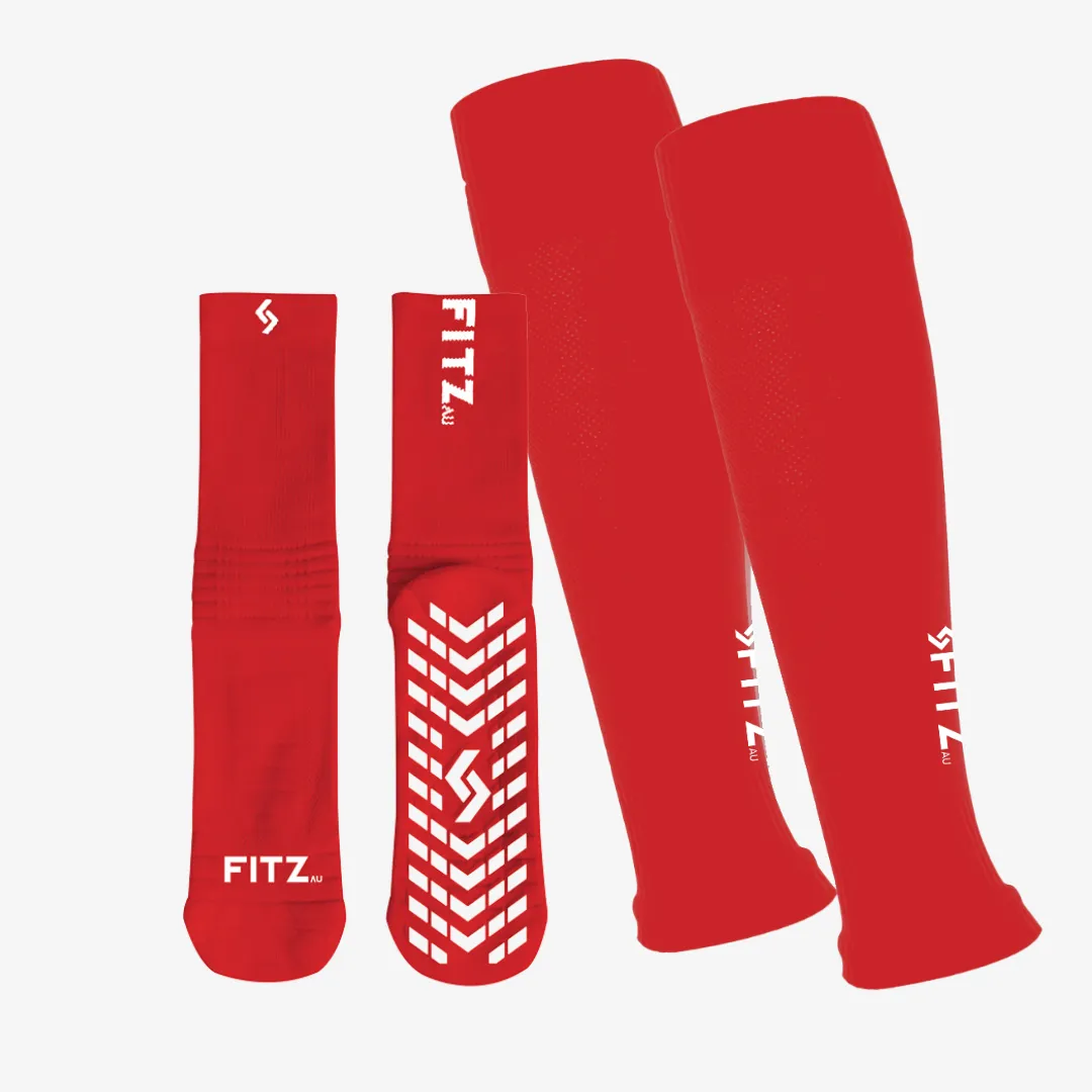 Player Pack Grip Socks   Leg  Sleeves Red
