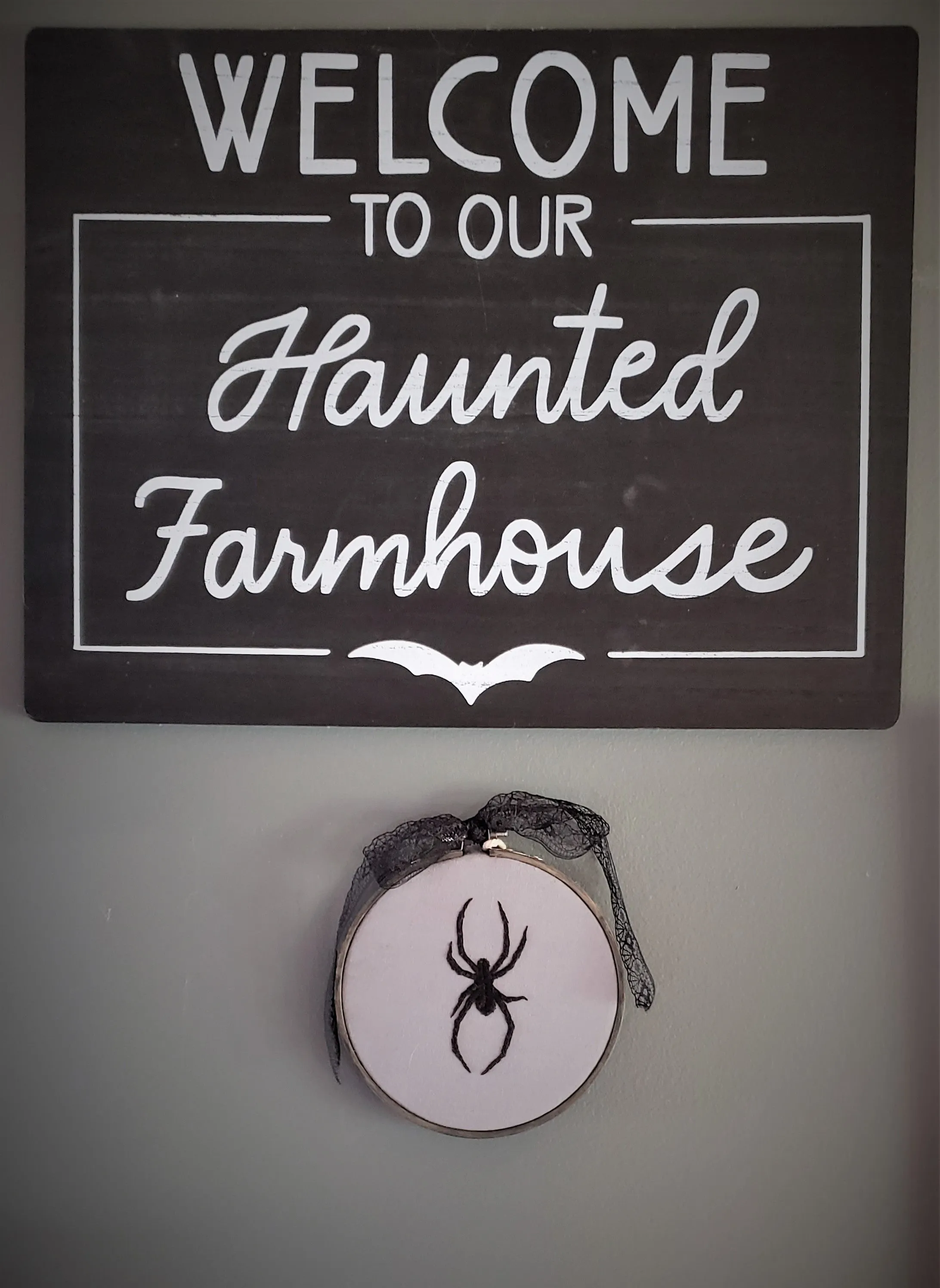 "The Widow" Embroidered Spider Hoop Art