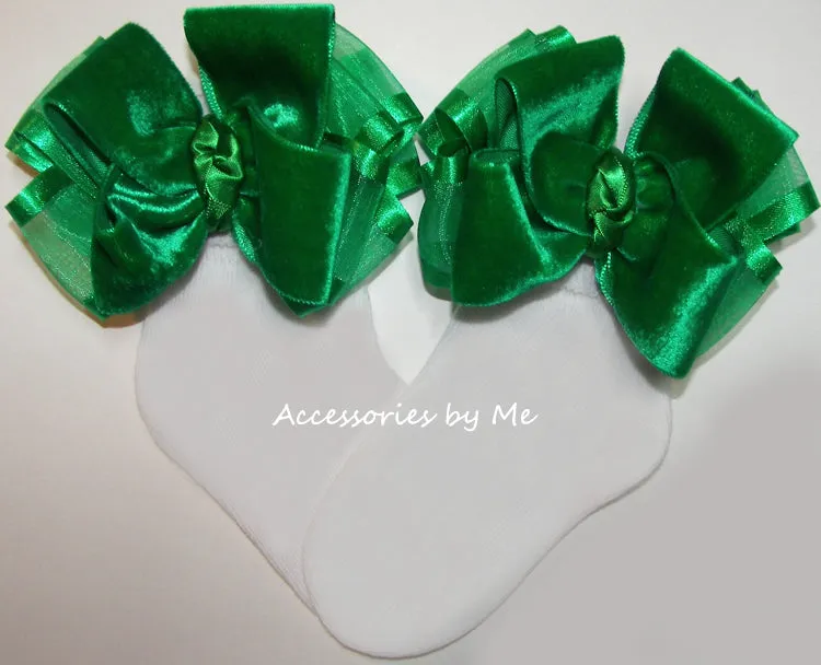 Red Velvet Organza Bow Socks