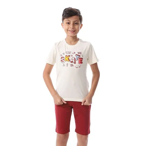 Summer Pajamas For Boys Shorts and Half Sleeves - Dark Red