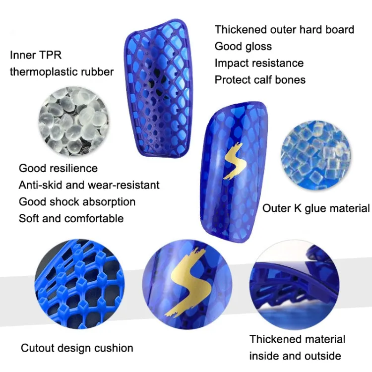 TPR Honeycomb Transparent Leg Protection Plug Board Football Protection Gear(Blue S)