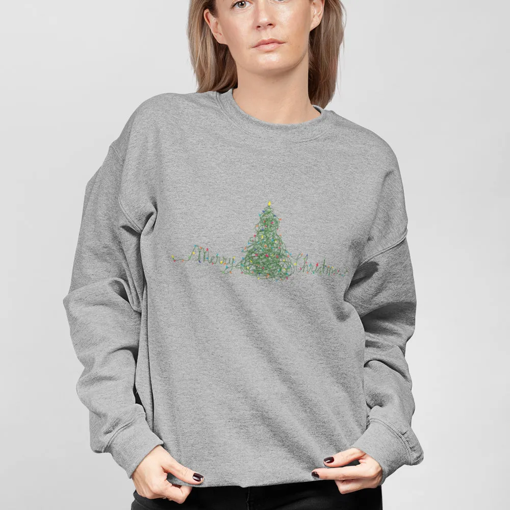 Womens Christmas Lights Tree Sweatshirt