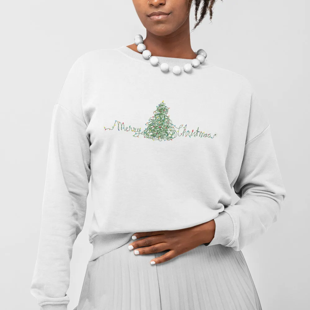 Womens Christmas Lights Tree Sweatshirt