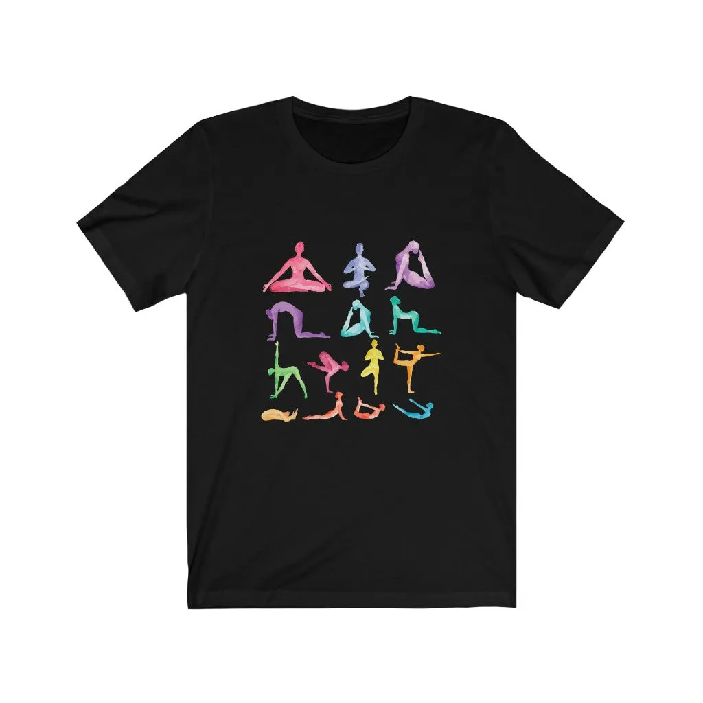 Yoga Poses Print Jersey Short Sleeve Tee